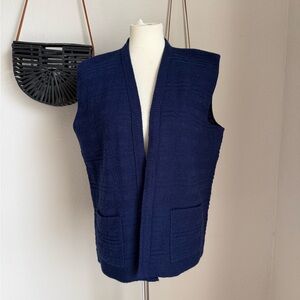 Vintage Milrank Navy Blue Knit Cardigan Sweater Vest